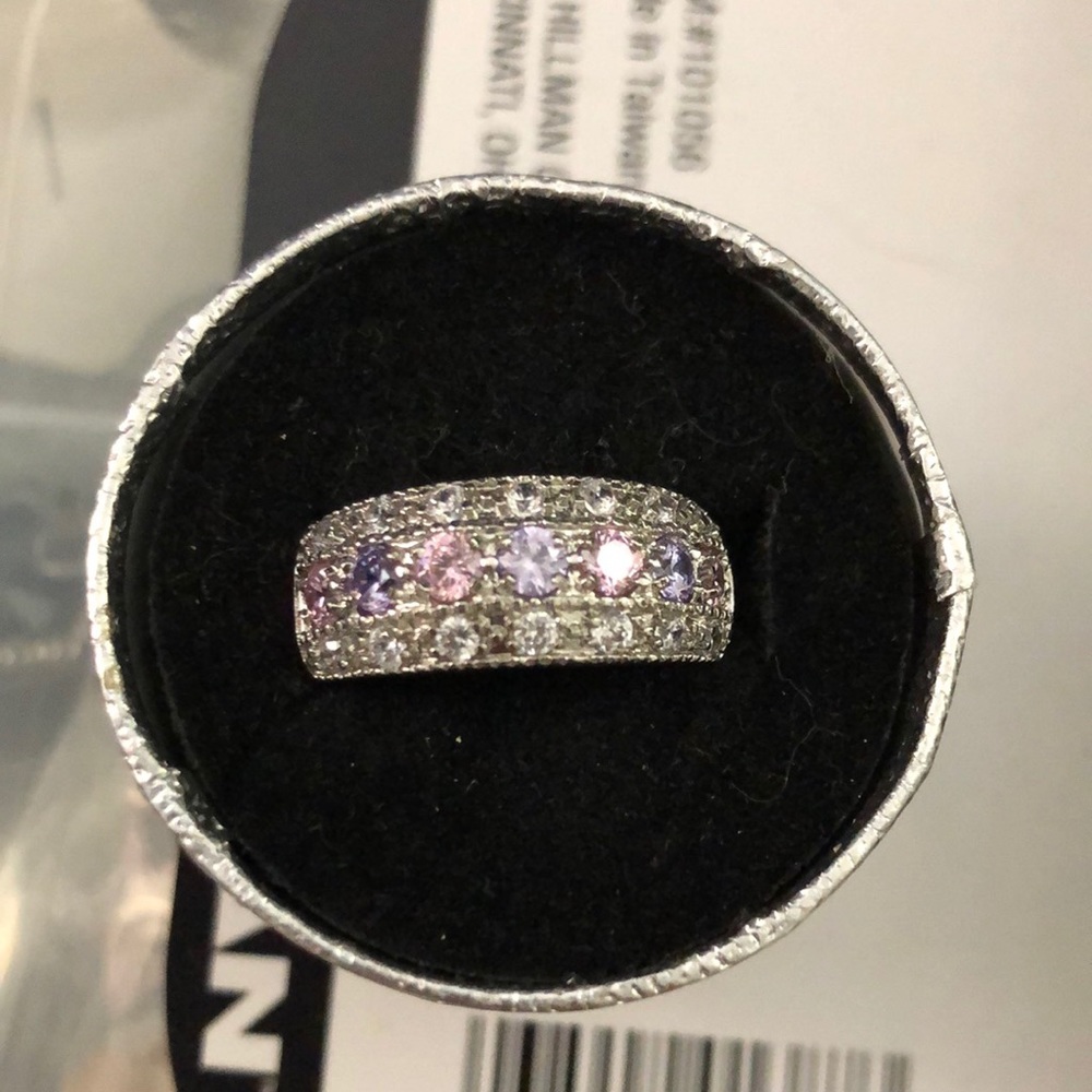 Size 10 pink diamonds and purple ring